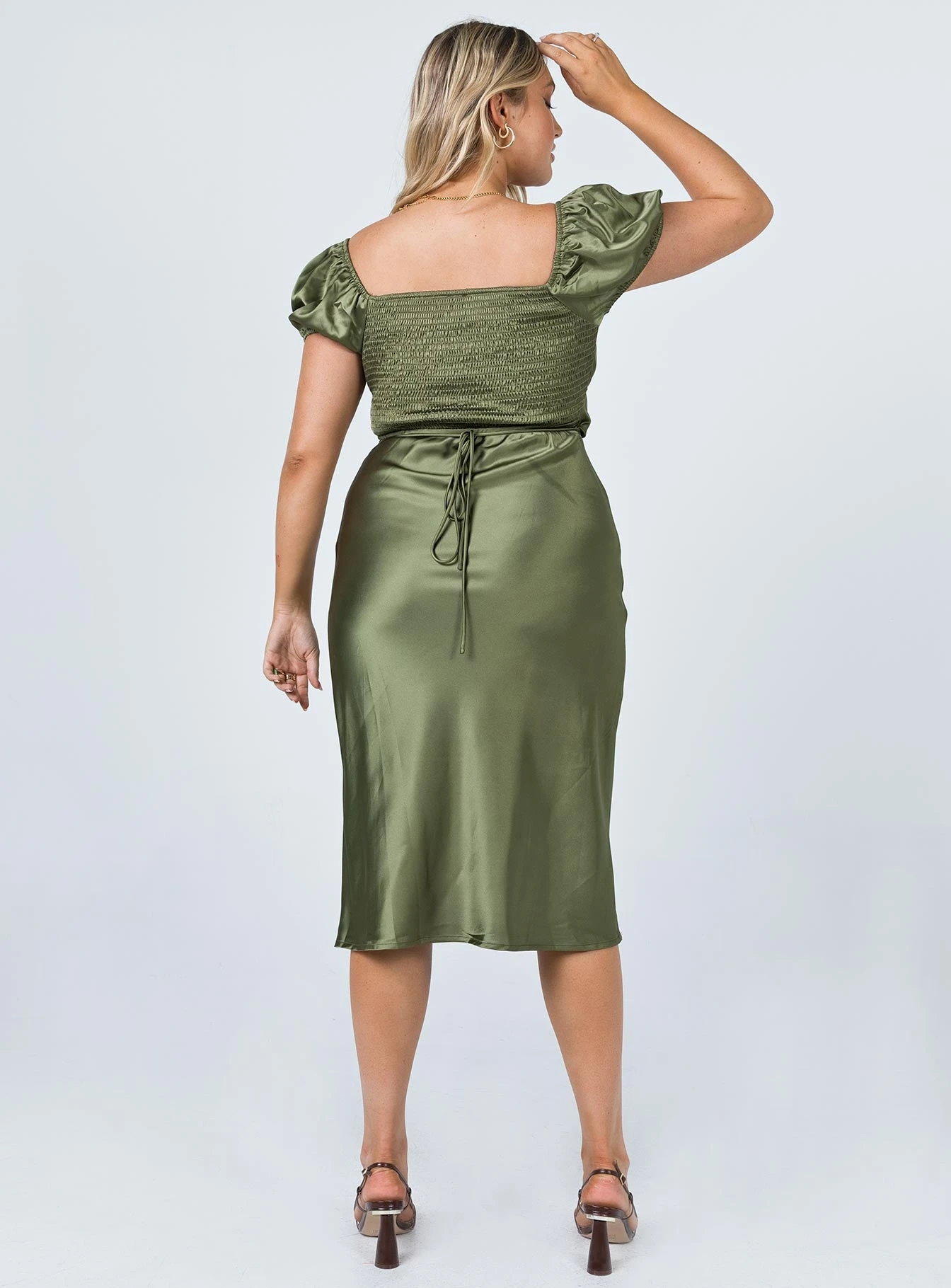 Princess Polly Nakita Midi Dress Khaki 5 Princess Polly Nakita Midi Dress Khaki - Image 5