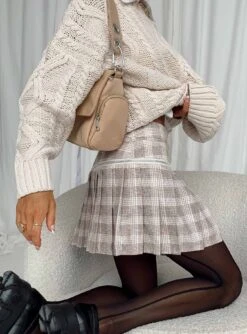 The Craft Mini Skirt Beige Plaid -Princess Polly Sales Store 5 modelinfo camelia us2 c739881b b230 432f 8e49 fcb7033fcff8