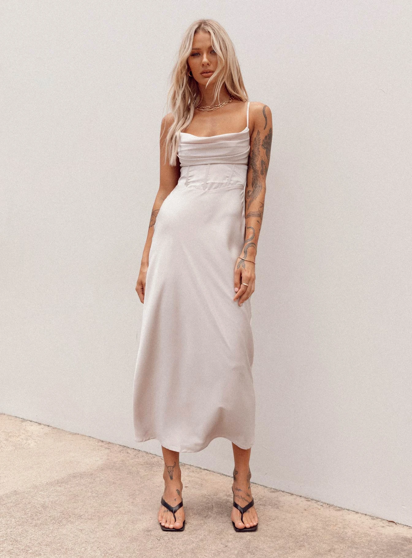 Princess Polly Lillie Midi Dress Beige 2 Princess Polly Lillie Midi Dress Beige - Image 2