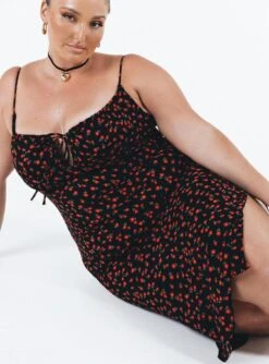 Noda Midi Dress Black Curve -Princess Polly Sales Store NODA MIDI DRESS BLACK CURVE 3