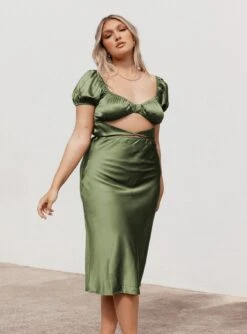 Princess Polly Nakita Midi Dress Khaki