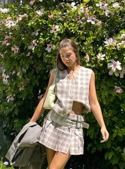 The Craft Mini Skirt Beige Plaid -Princess Polly Sales Store TheCraftMiniSkirtBeigePlaid 2