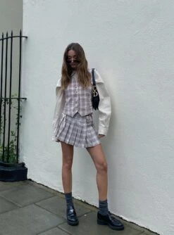 The Craft Mini Skirt Beige Plaid -Princess Polly Sales Store TheCraftMiniSkirtBeigePlaid 4