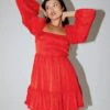 Princess Polly Tropez Long Sleeve Mini Dress Red 11 Princess Polly Tropez Long Sleeve Mini Dress Red -Princess Polly Sales Store Tropez Long Sleeve Mini Dress Red