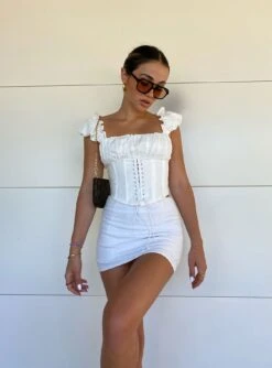 Princess Polly Selby Mini Skirt White -Princess Polly Sales Store bella spence SELBY MINI SKIRT WHITE AU4